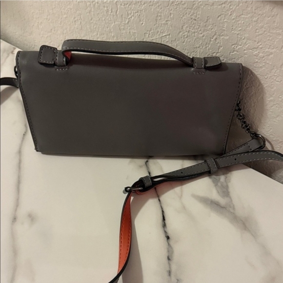 Simply Vera Vera Wang Gray and Reddish Orange Women's Shoulder Crossbody Bag - Picture 2 of 7